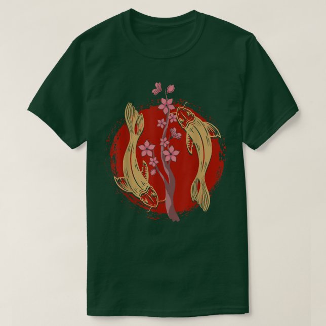 Sakura Cherry Blommar Koi Fish Pond Nishikgoi Koi T Shirt (Design framsida)