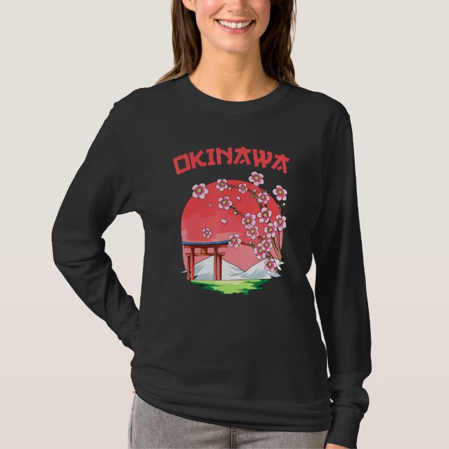 Sakura Cherry Blommar Okinawa Japan T Shirt (Framsida)
