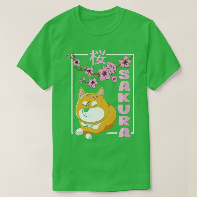 Sakura Cherry Blommar Shiba Inu Hund Japansk Cultu T Shirt (Design framsida)