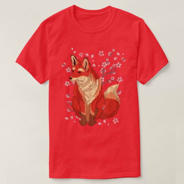 Sakura Cherry Blommar Wildlife Forest Animal Lover T Shirt (Design framsida)