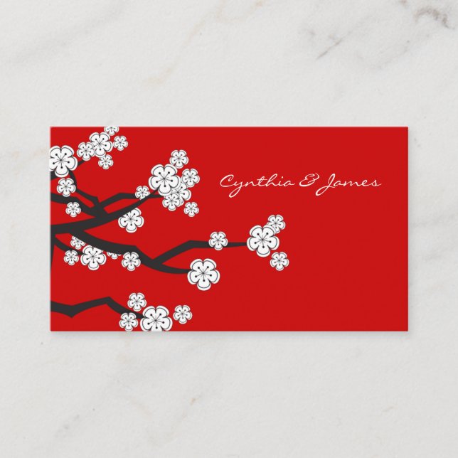 Sakura Cherry Blommars Asian Bröllop Place Card Placeringskort (Framsida)