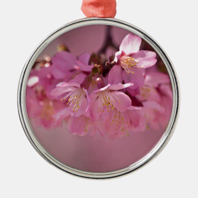 Sakura Cherry Blommars Delikat Rosa Bouquet Julgransprydnad Metall (Framsidan)