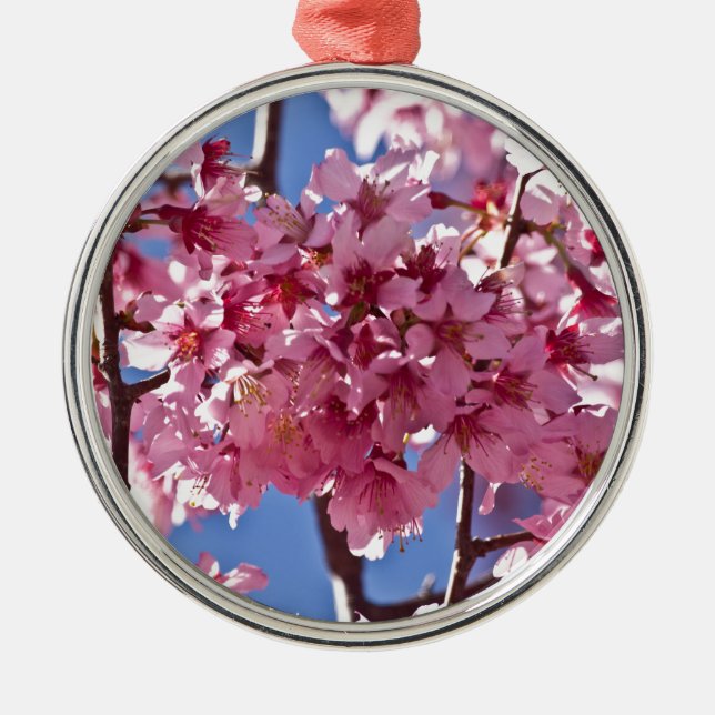 Sakura Cherry Blommars Red Stars Julgransprydnad Metall (Framsidan)