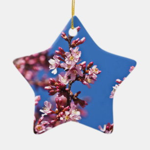 Sakura Cherry Blommars Touching Blue Julgransprydnad Keramik