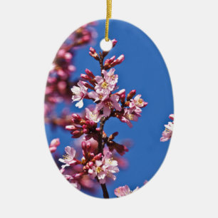 Sakura Cherry Blommars Touching Blue Julgransprydnad Keramik