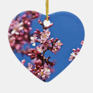 Sakura Cherry Blommars Touching Blue Julgransprydnad Keramik