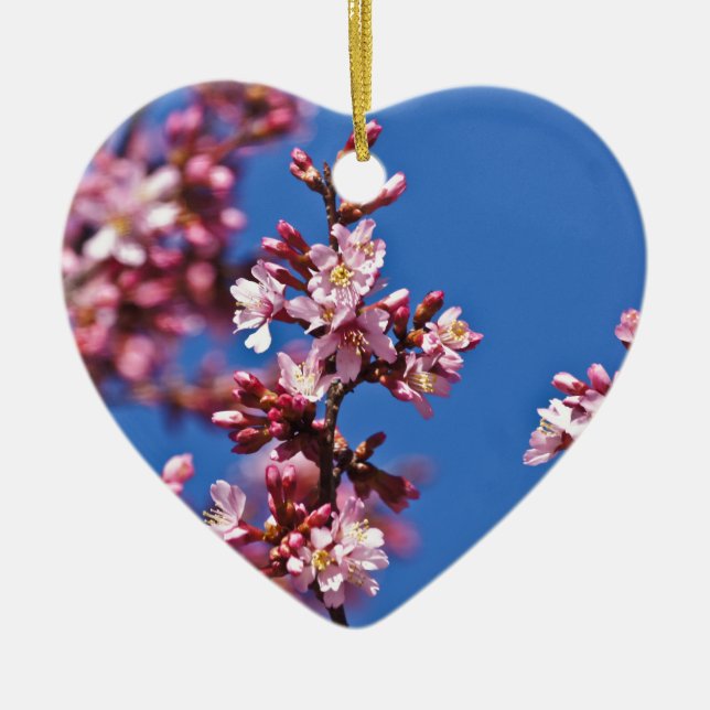 Sakura Cherry Blommars Touching Blue Julgransprydnad Keramik (Framsidan)