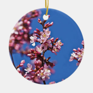 Sakura Cherry Blommars Touching Blue Julgransprydnad Keramik
