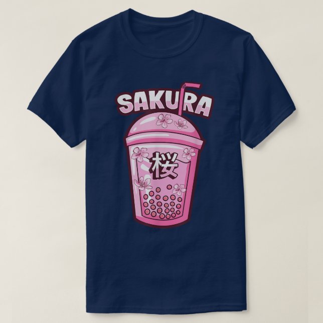 Sakura Cherry Blossom Bubble Tea for Japanese Cult T Shirt (Design framsida)