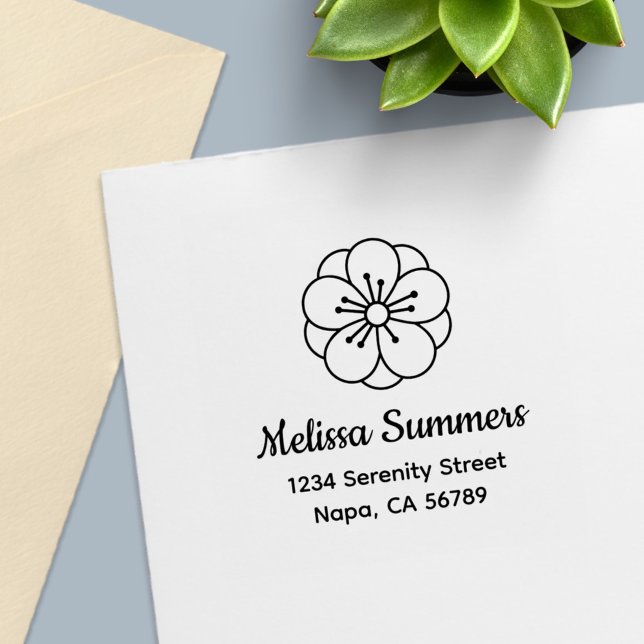 Sakura Cherry Blossom Flower Address Självfärgande Stämpel (Skapare uppladdad)