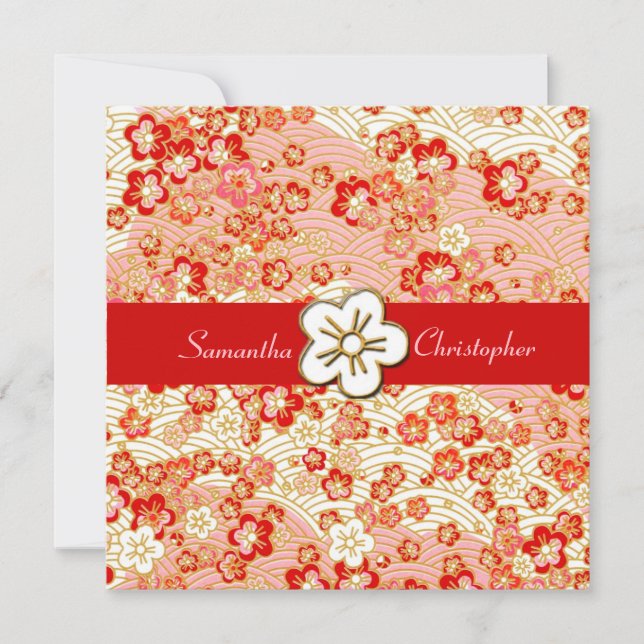 Sakura Chirimen bröllopsinbjudningar Inbjudningar (Framsida)