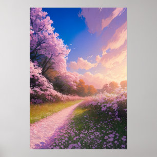 Sakura-Covered Väg Poster