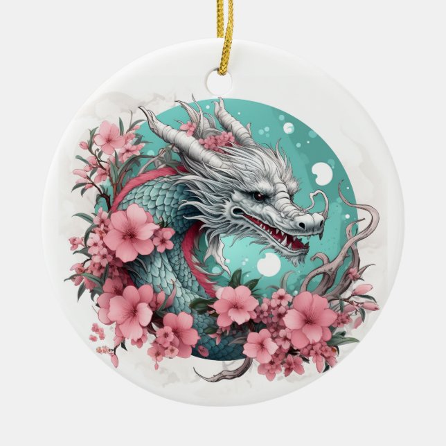 Sakura Dragon Julgransprydnad Keramik (Framsidan)