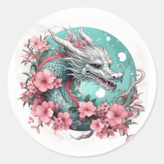 Sakura Dragon Runt Klistermärke