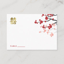 Sakura Dubbla Happity Chinese Bröllop Place Card Placeringskort