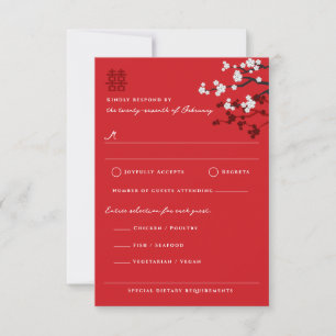 Sakura Dubbla Happity Kinesiskt Bröllop OSA Card Kort