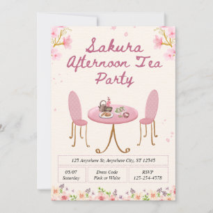 Sakura Eftermiddags Te Party Inbjudan