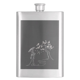 Sakura Elegance: Kimono Woman Classic Flask Fickplunta