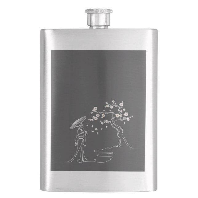 Sakura Elegance: Kimono Woman Classic Flask Fickplunta (Framsidan)