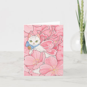 Sakura Fairy Cat notecard Kort