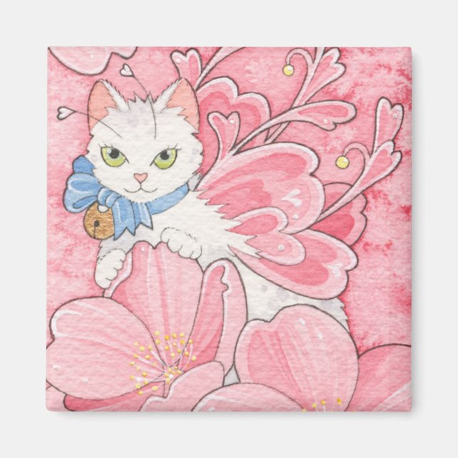Sakura Fairy Cat notecard Magnet (Framsidan)