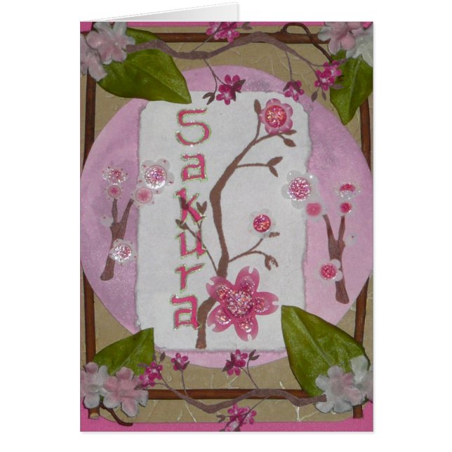 Sakura femåne hälsningskort (Framsidan)