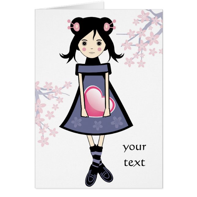 Sakura flicka hälsningskort (Framsidan)