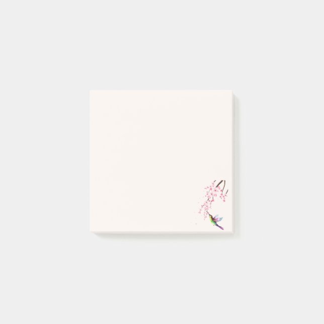 Sakura Flower & Humming Bird Post-it Notes Block (Framsida)