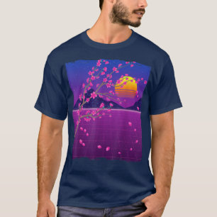 Sakura Flower Japan 80 s Vaporwave Sunset Cherry B T Shirt
