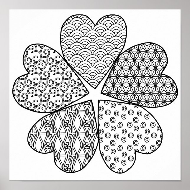 Sakura Flower med Mönster Färg Din egen Poster (Framsidan)