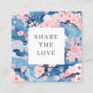 Sakura Flower Navy Vinkar Loyalty Card Fyrkantigt Visitkort