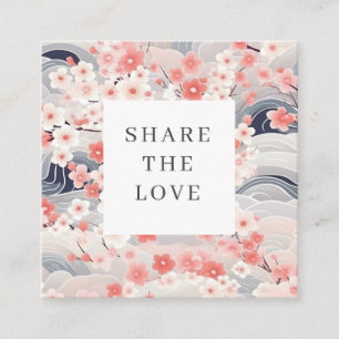 Sakura Flower Navy Vinkar Loyalty Card Fyrkantigt Visitkort