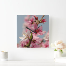Sakura Flower, Rosa Japanska Flower Fyrkantig Klocka