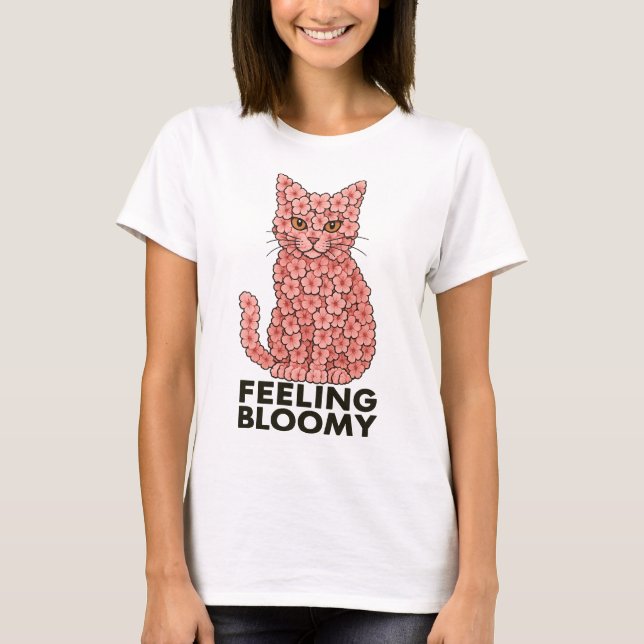 Sakura Flowers Katt Känna sig Bloomy T Shirt (Framsida)
