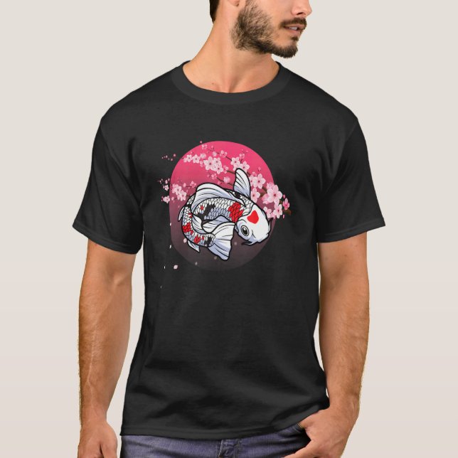 Sakura Flowers och Koi Fish Zen Vatten Fish Pond G T Shirt (Framsida)
