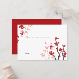 Sakura Flowers Red Cherry Blommars Asian Bröllop Placeringskort