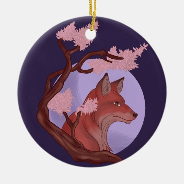 Sakura Fox Julgransprydnad Keramik (Framsidan)