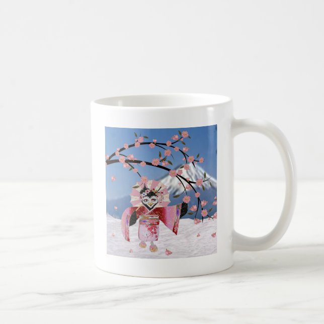 Sakura Geisha Bird i Blommarna Snö Cherry Kaffemugg (Höger)