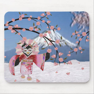 Sakura Geisha Bird i Blommarna Snö Cherry Musmatta