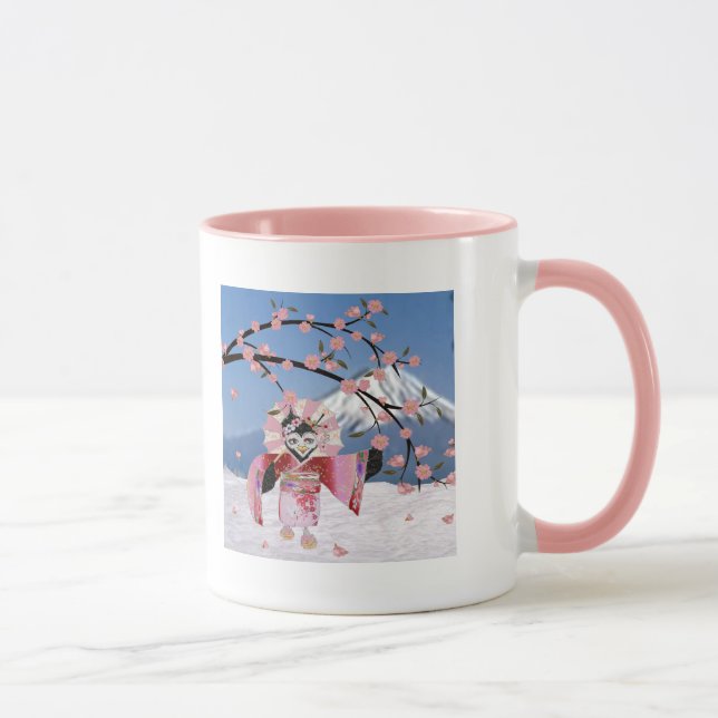 Sakura Geisha Fågel i Snö Körsbärsblommor Mugg (Höger)