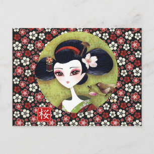 Sakura Girl Postcard Vykort