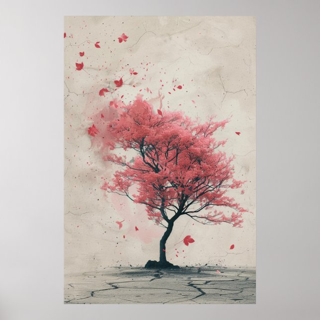 Sakura in the Wind – Japanese Cherry Blossom Paint Poster (Framsidan)