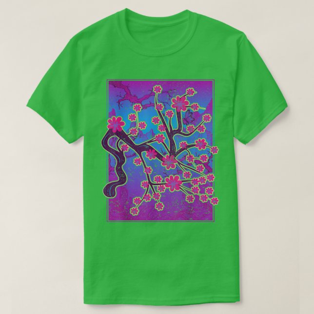 Sakura Japan Pink Flower 90s Art Vaporwave Cherry  T Shirt (Design framsida)