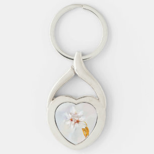 Sakura - Japansk körsbärsblommar Twisted Heart Silverfärgad Nyckelring