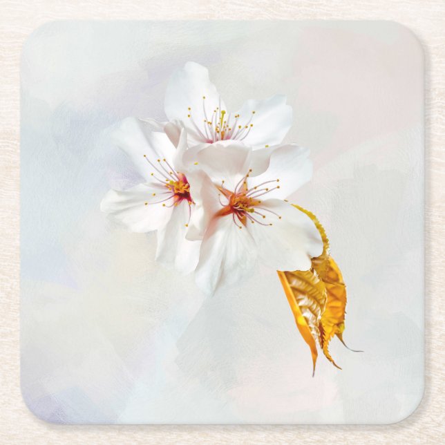 Sakura - Japansk körsbärsblommar Underlägg Papper Kvadrat (Framsidan)
