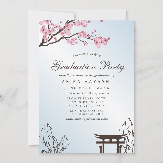 Sakura Japansk Körsbärsblommas Studentenexamenfest Inbjudningar (Framsida)