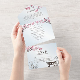 Sakura Japansk Körsbärsblomning Asiatisk Bröllop A