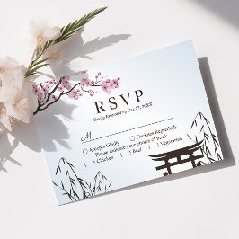 Sakura Japansk Körsbärsblomning Asiatisk Bröllop OSA Kort
