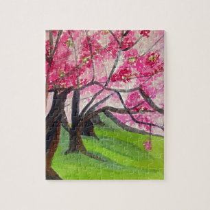 Sakura japansk körsbärsröd blommarkonst pussel