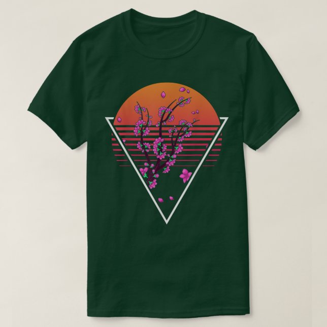 Sakura Japanska blommor Retro Sunset Vaporwave Che T Shirt (Design framsida)